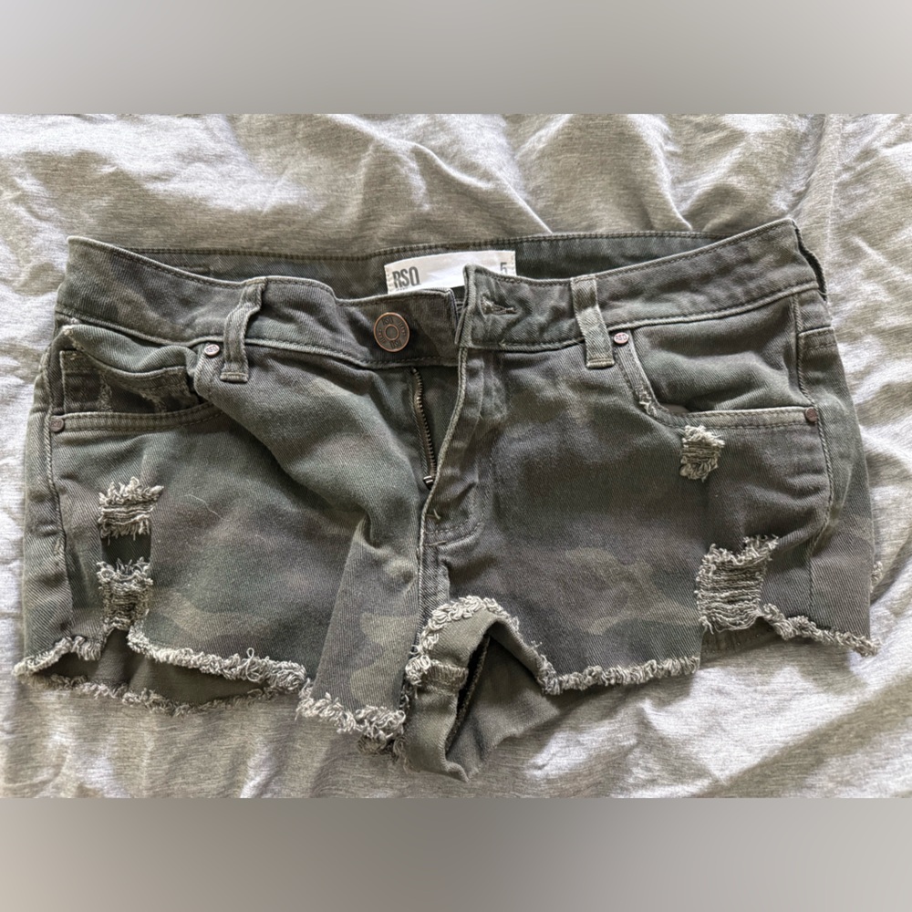 RSQ Olive Green Denim Shorts